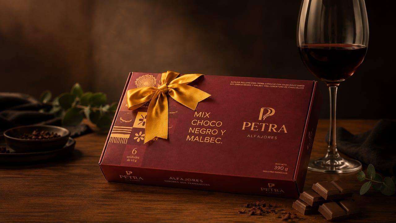 Caja de Regalo Mix Choco Negro y Malbec PETRA — 6 unidades de 65 g