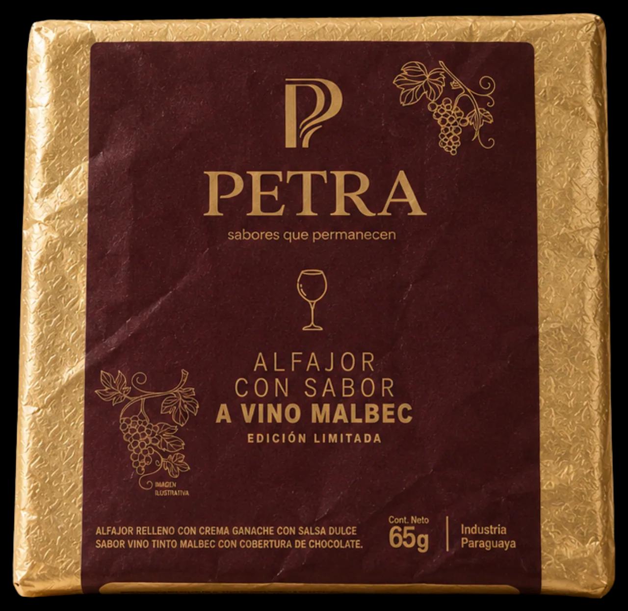Alfajor PETRA Edición Malbec — sabor a Vino Malbec